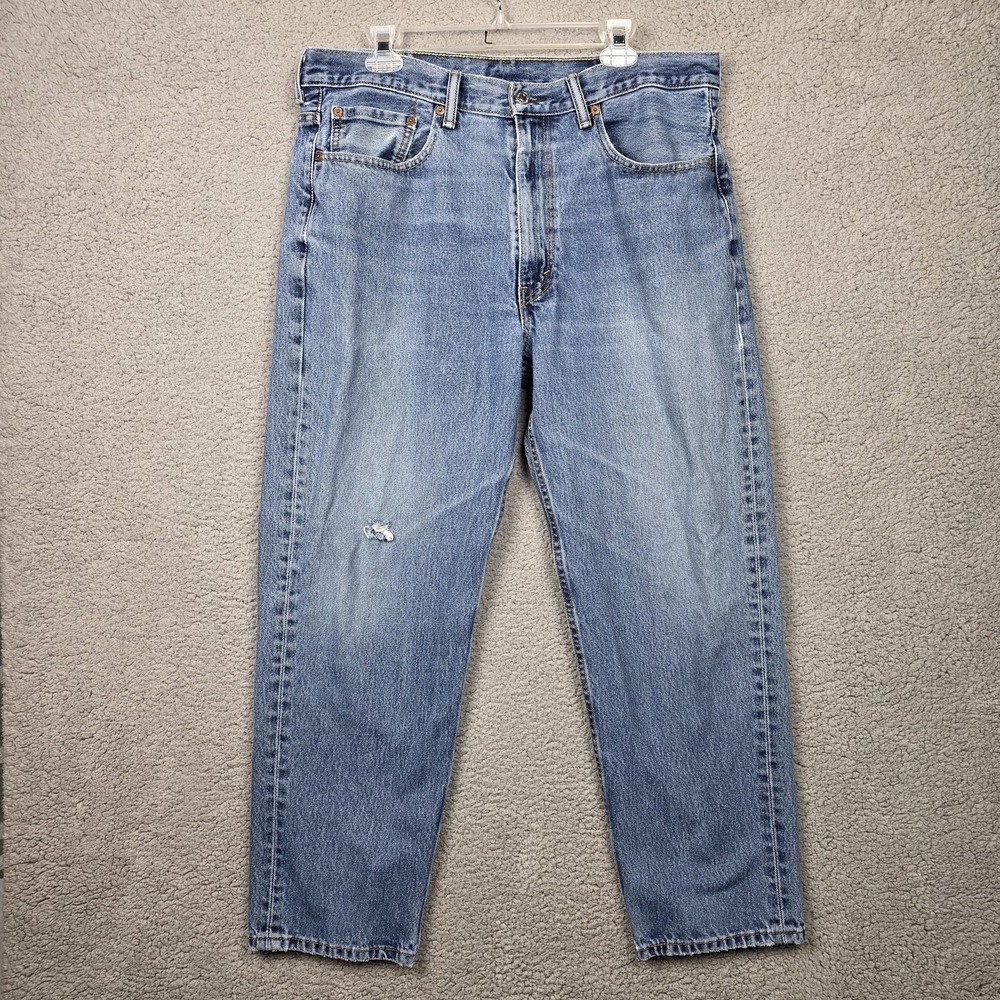 Levi's 550 Jeans Mens 38x30 Blue Relaxed Tapered Leg Denim‎ Distressed Wash
